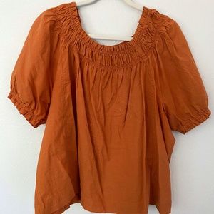 Free Assembly Women's XL Short Sleeve Ruched Puff Sleeve Top